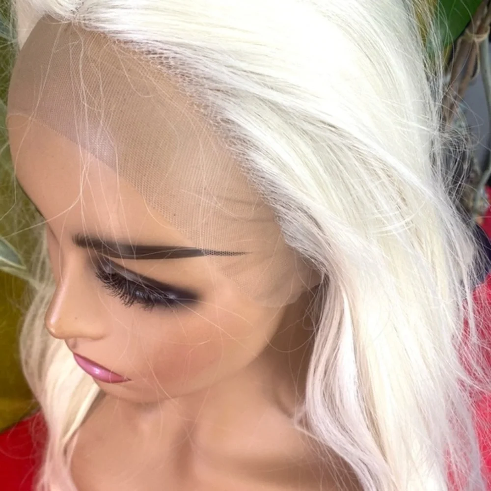 White blonde platinum lace front wig